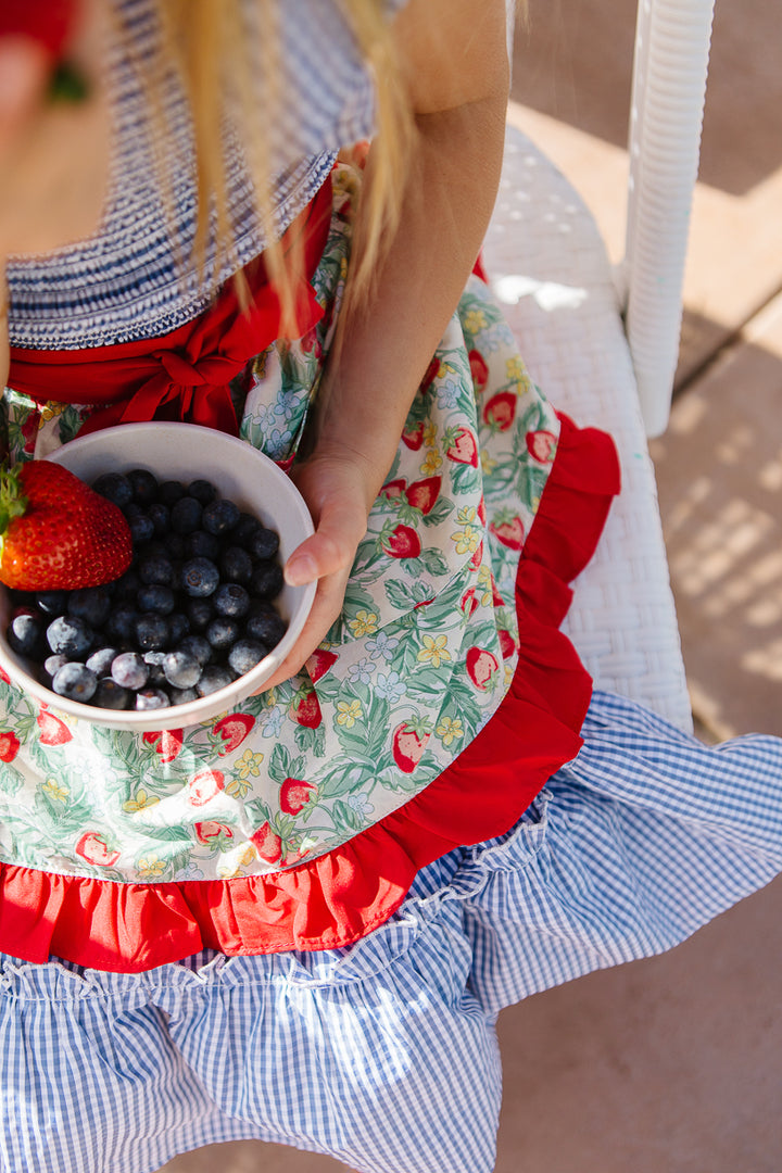 Mini Ivy Half Apron in Strawberry Cotton - FINAL SALE