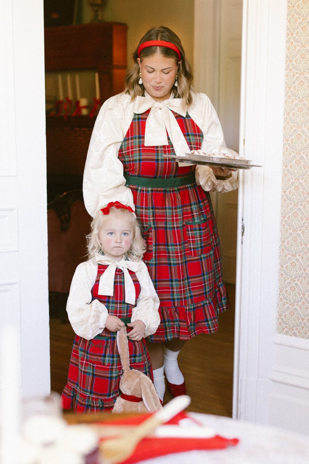 Mini Ivy Apron in Madeline Holiday Plaid Cotton