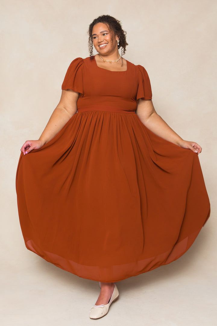 Abbie Dress in Amber Chiffon