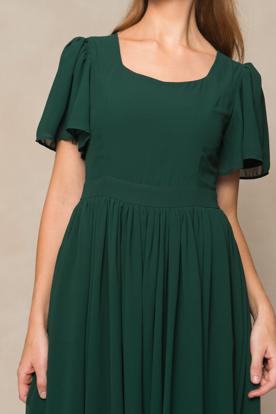 Abbie Dress in Emerald Chiffon