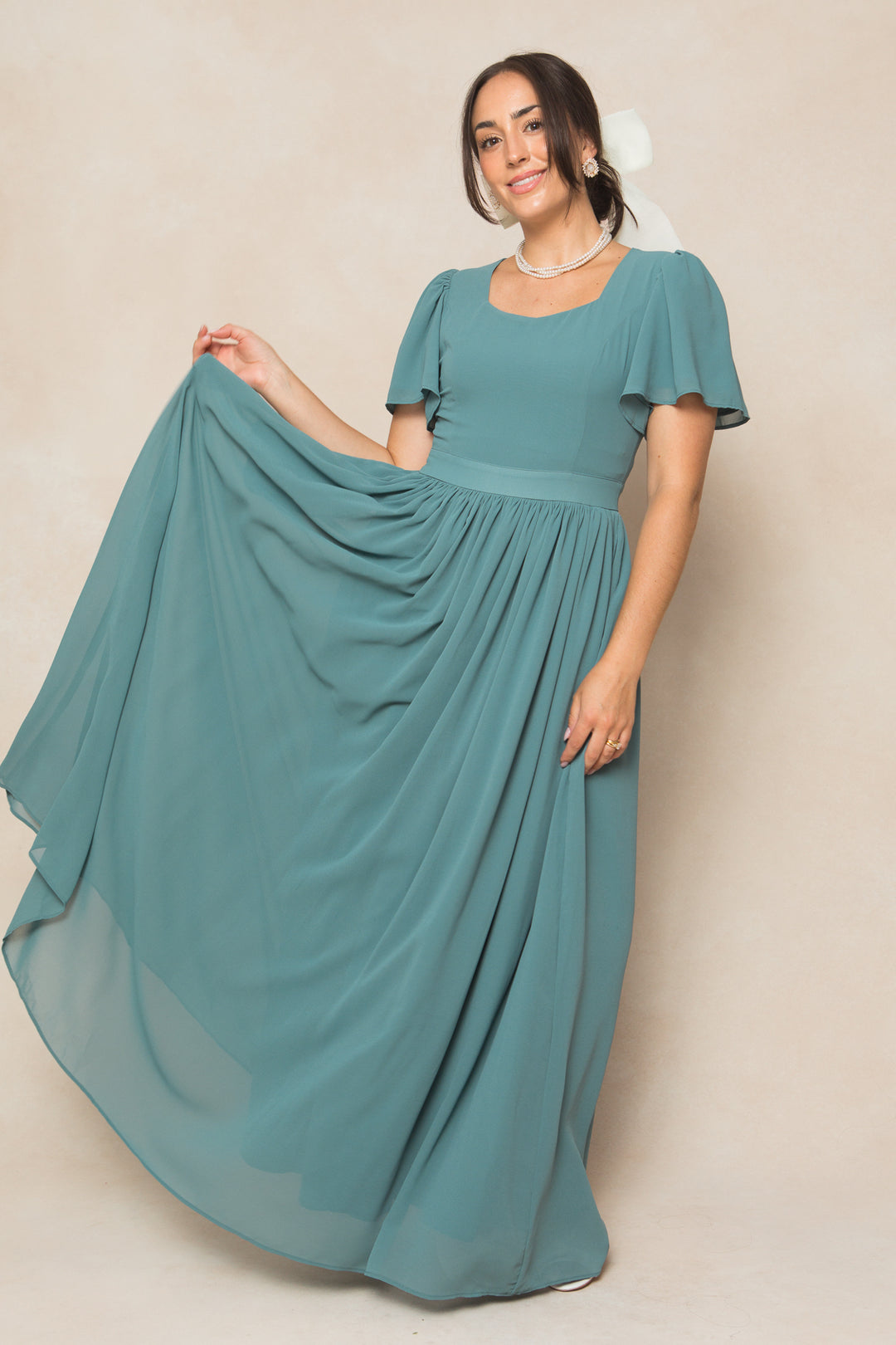 Abbie Dress in Seaglass Chiffon