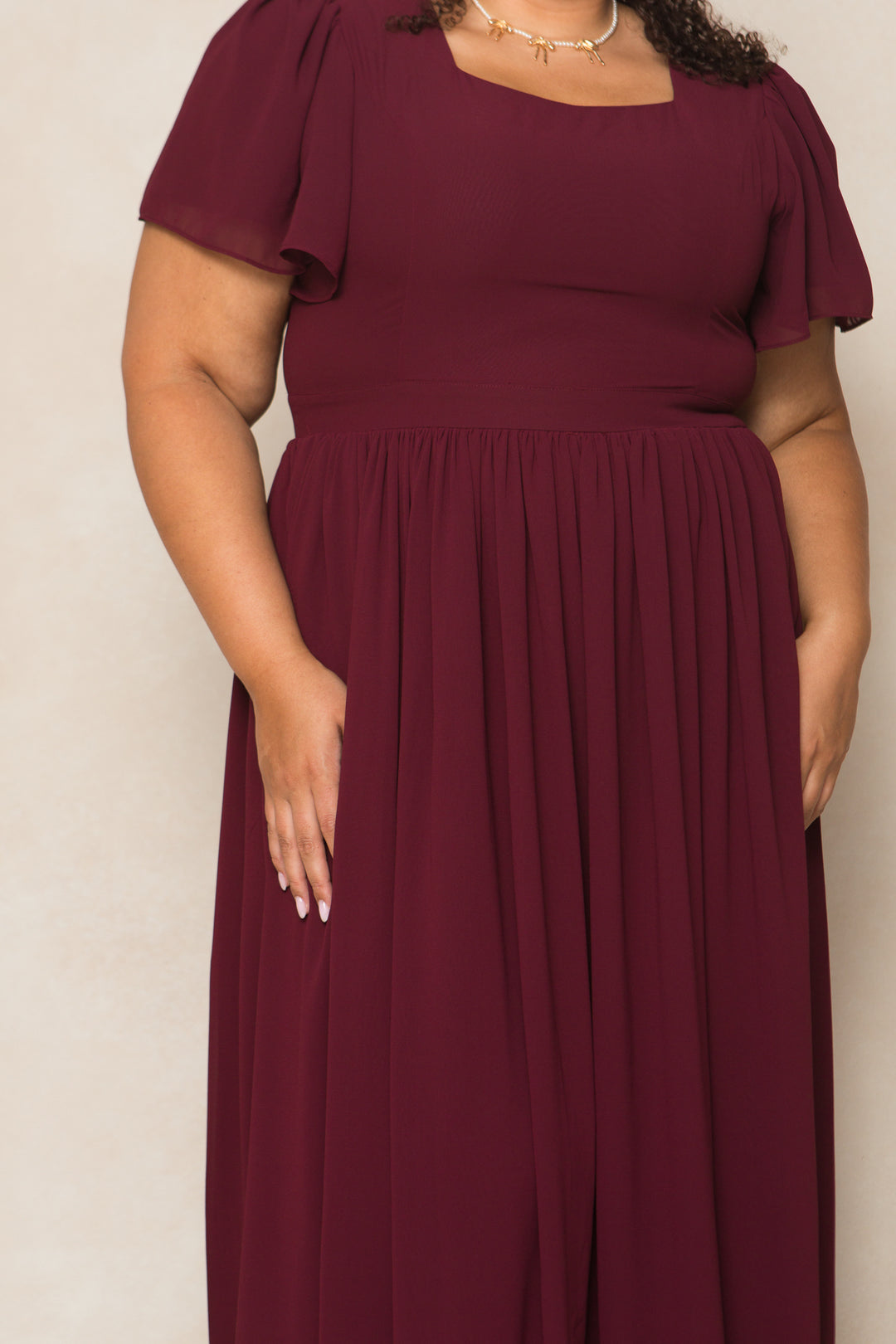 Abbie Dress in Wine Chiffon