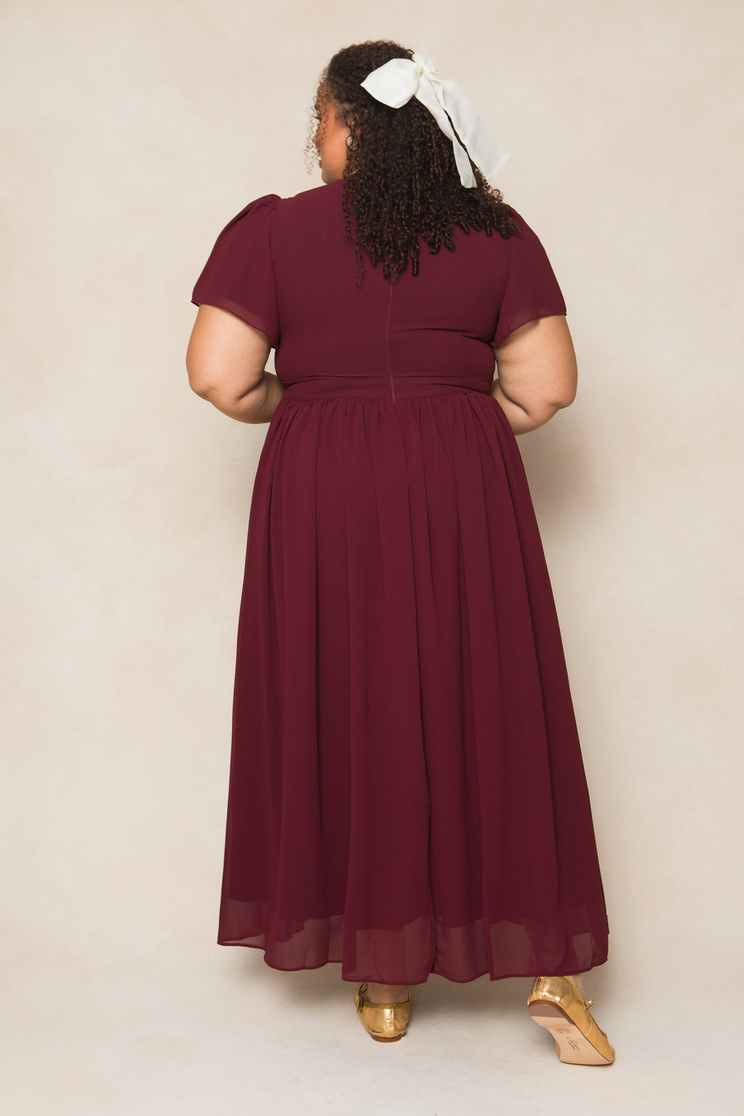 Abbie Dress in Wine Chiffon