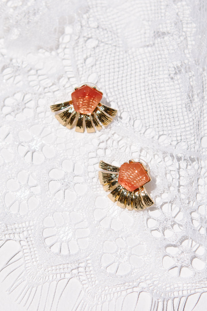 Peach Fan Earrings