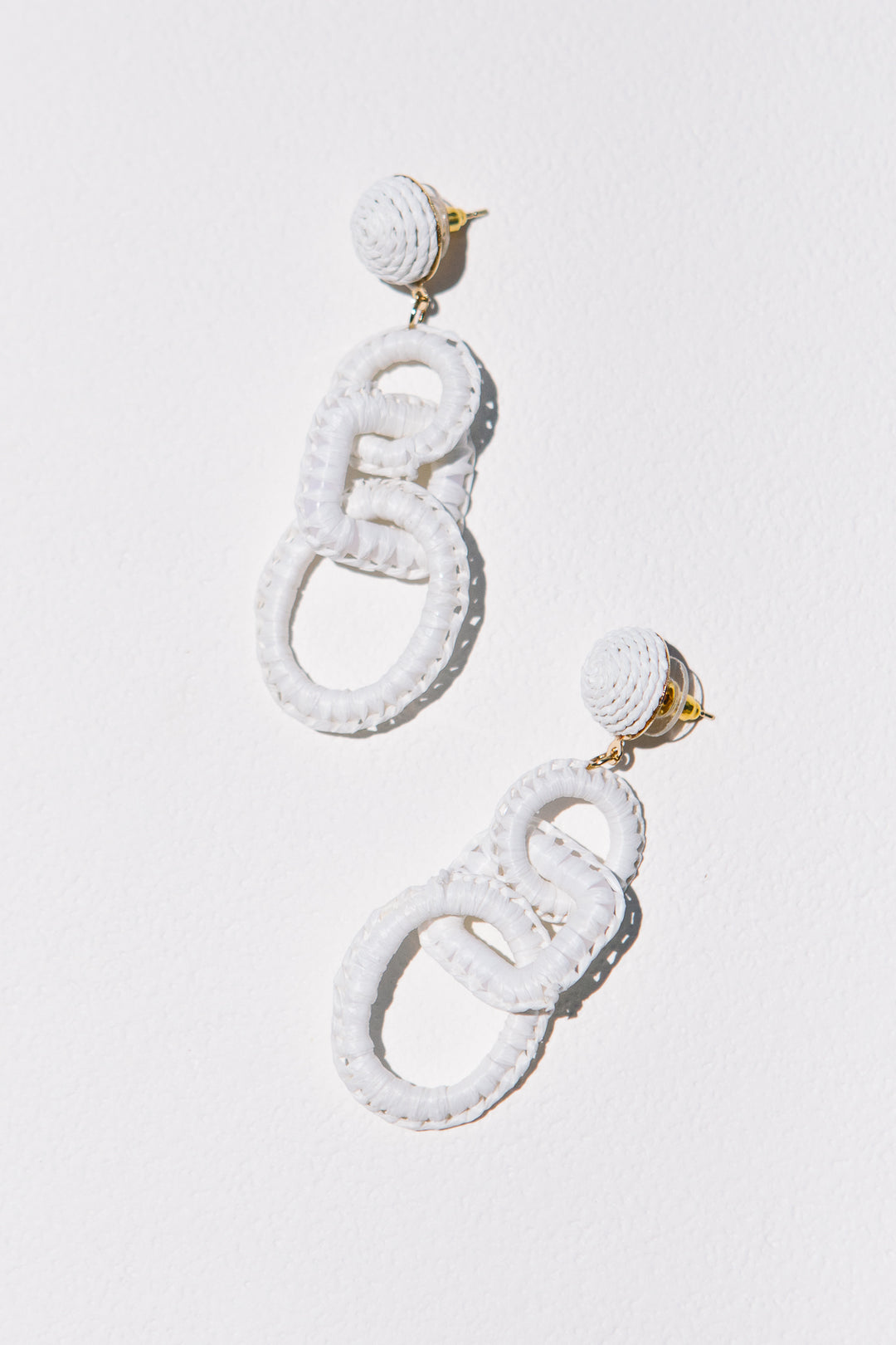 White Woven Earrings