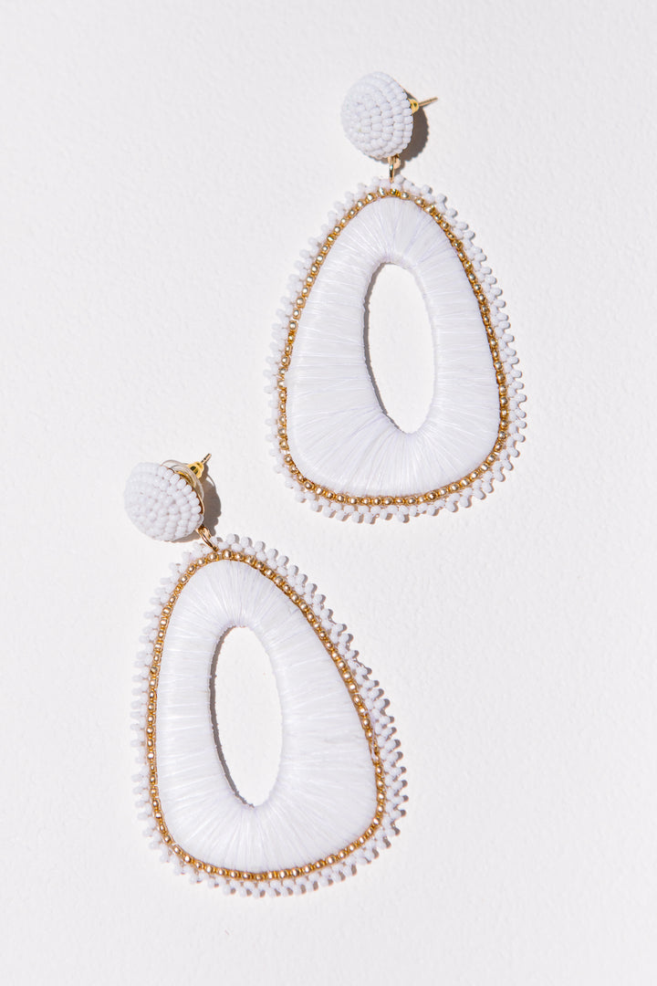 White Raffia Chunky Earrings