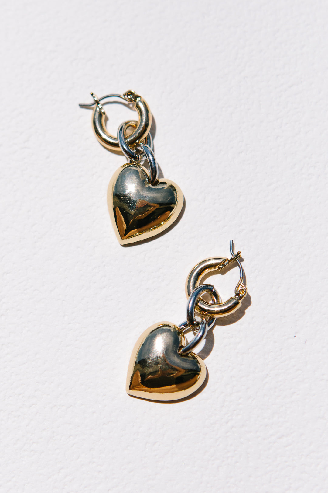 Gold Heart Drop Earrings