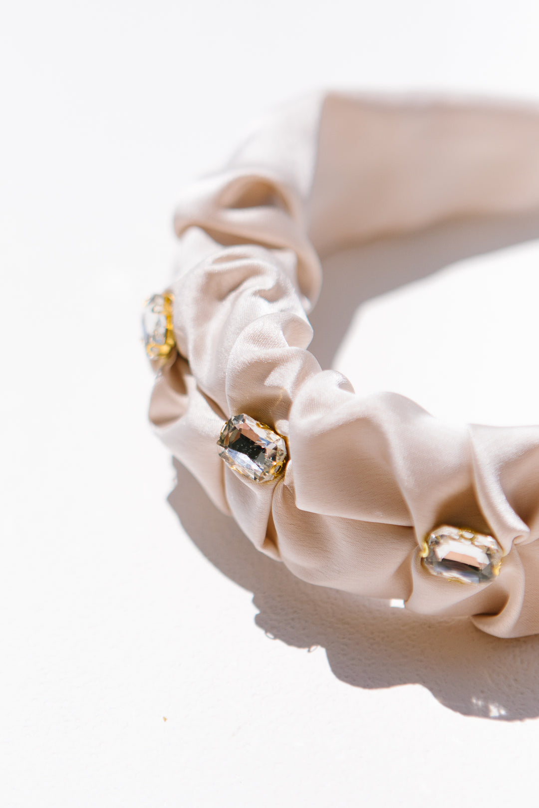 Champagne Ruched Embellished Headband