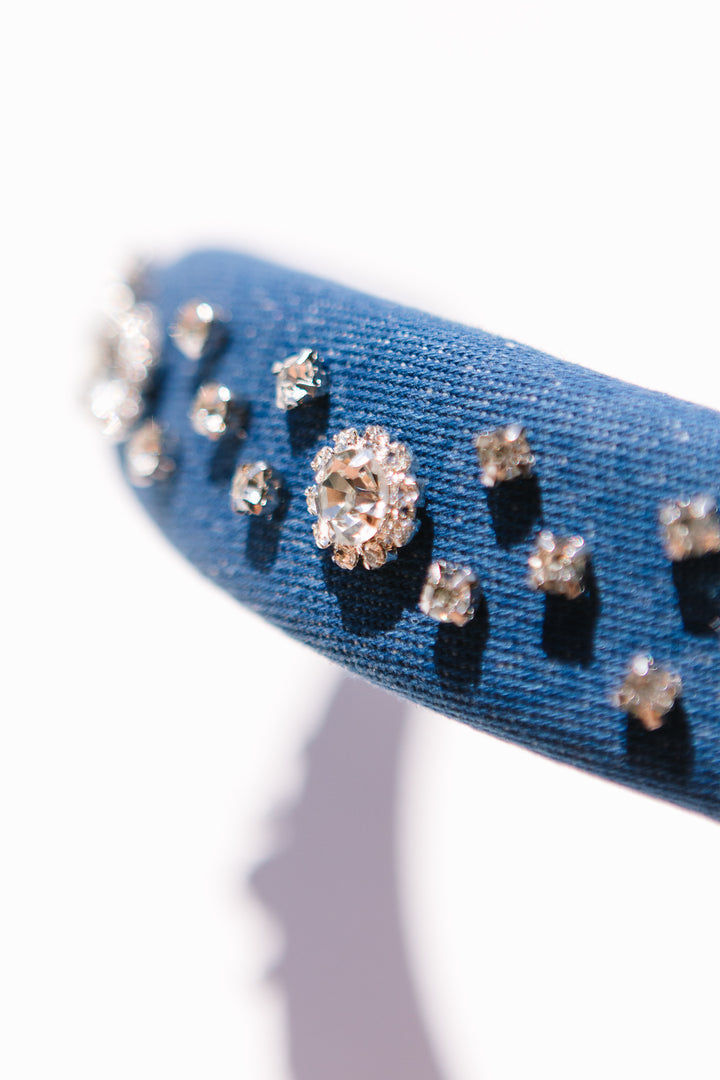 Denim Embellished Headband