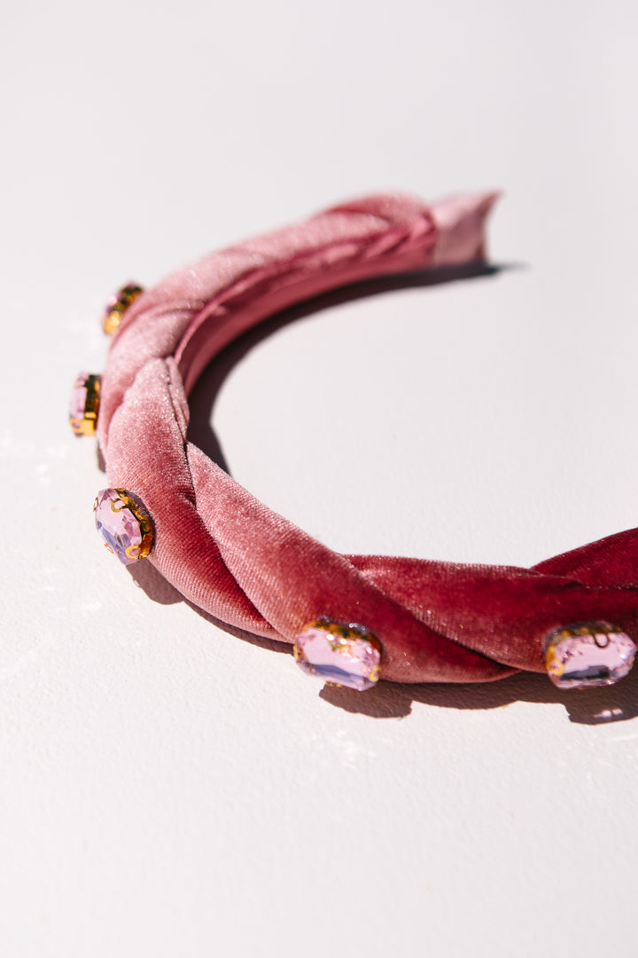 Mauve Pink Embellished Twist Headband