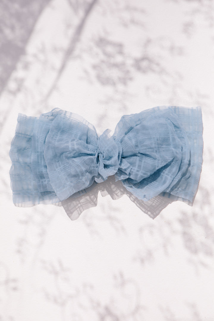 Blue Ruffled Bow Clip