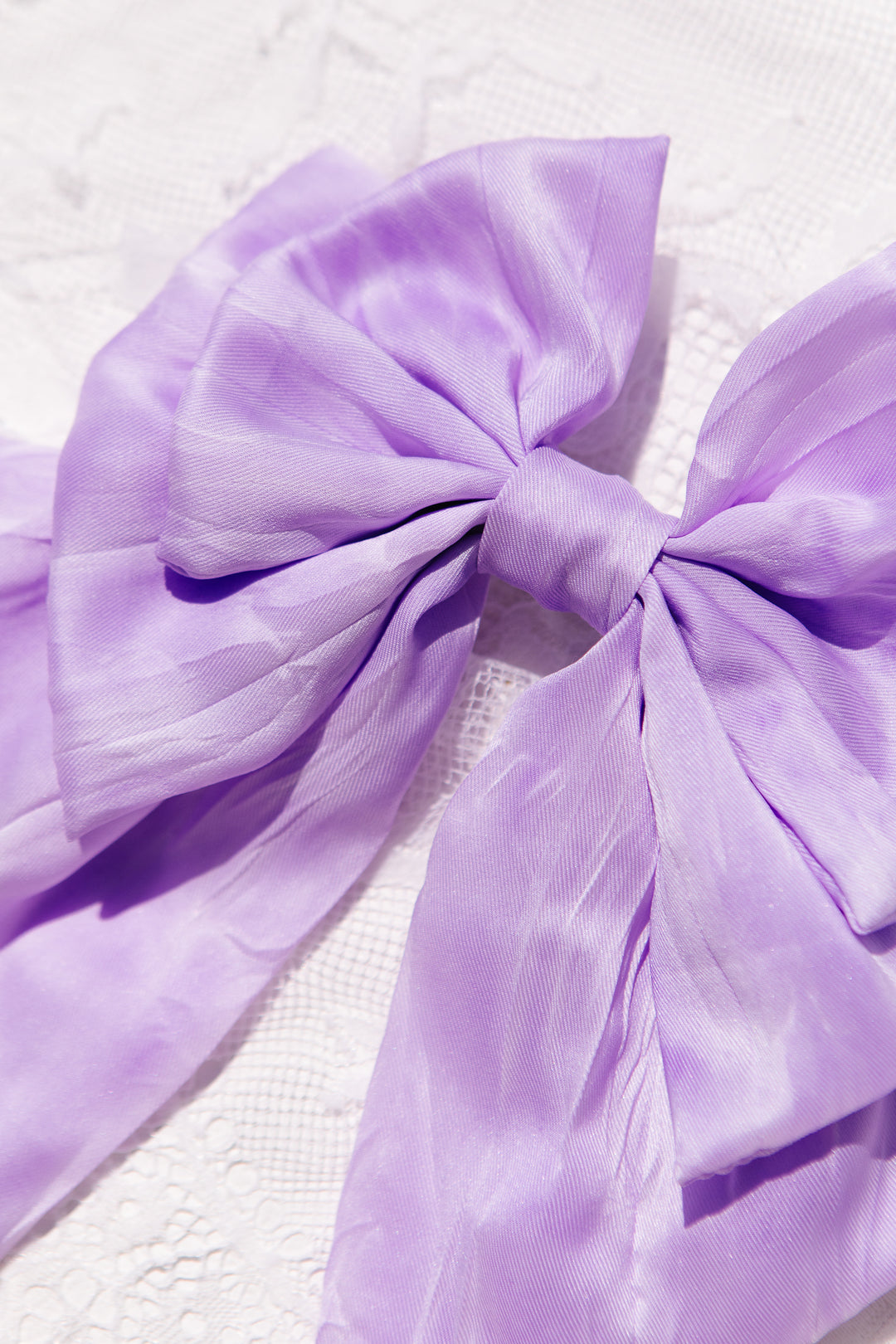 Purple Ruched with Pearls Bow Clip