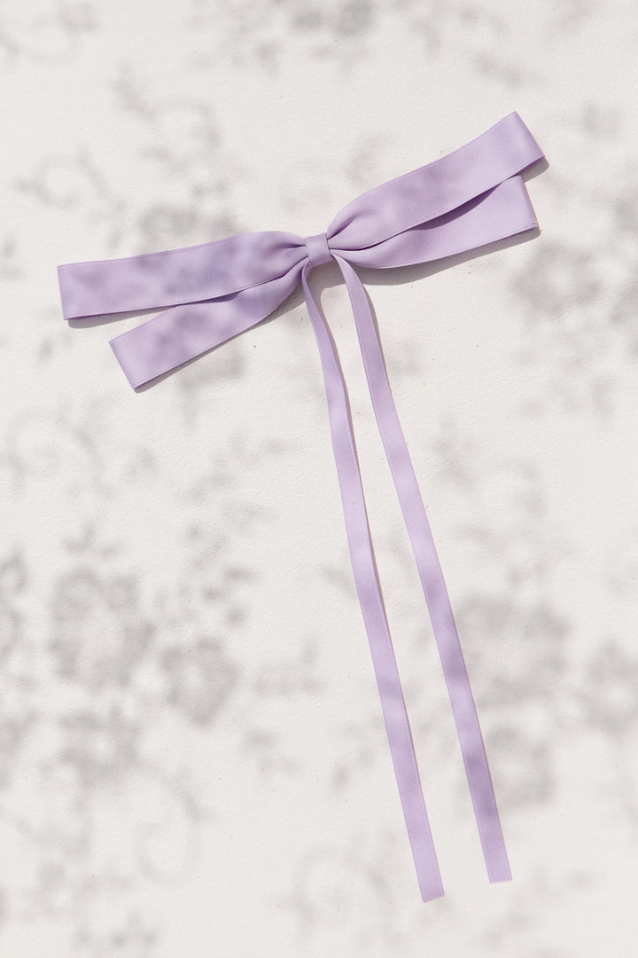 Purple Ribbon Flat Bow Clip