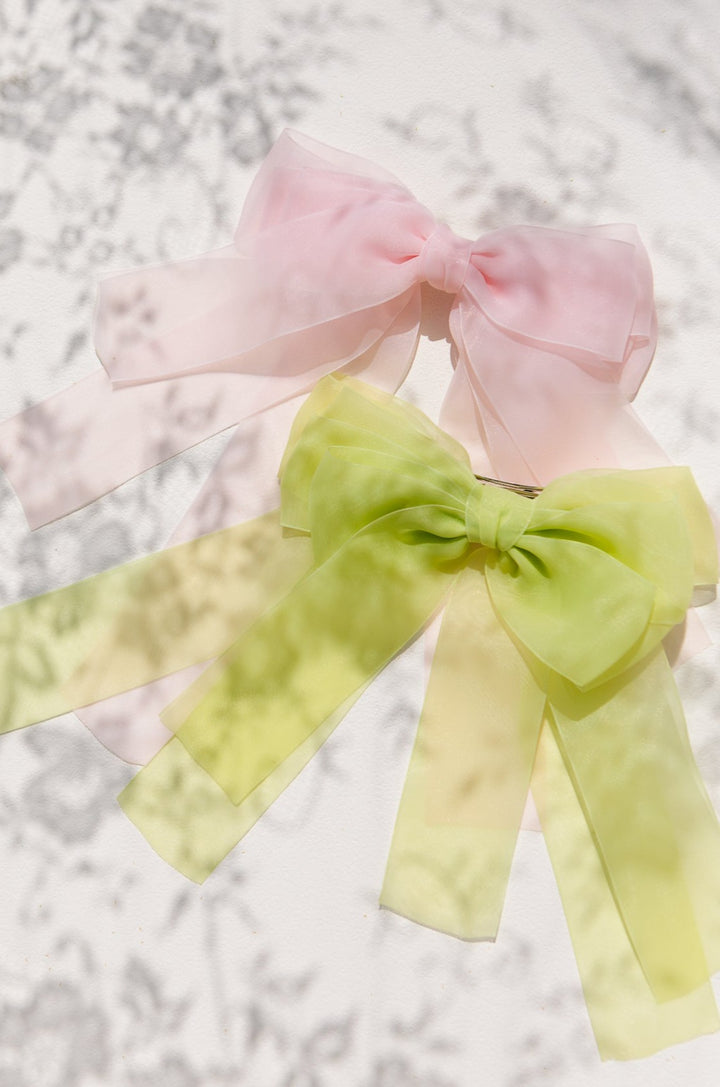 Green Layered Bow Clip