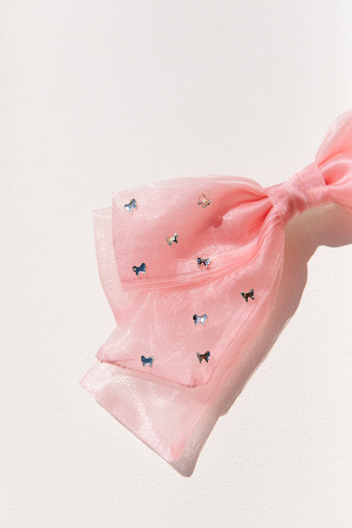 Pink Bow Embellished Bow Clip