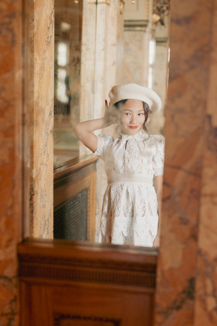 Mini Ainsley Dress in White Lace