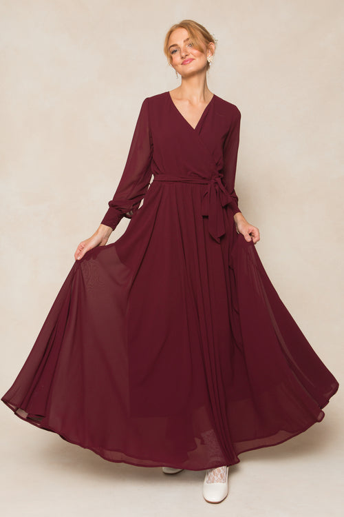 Andie Dress in Wine Chiffon