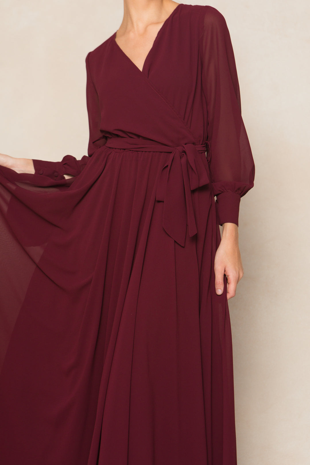 Andie Dress in Wine Chiffon