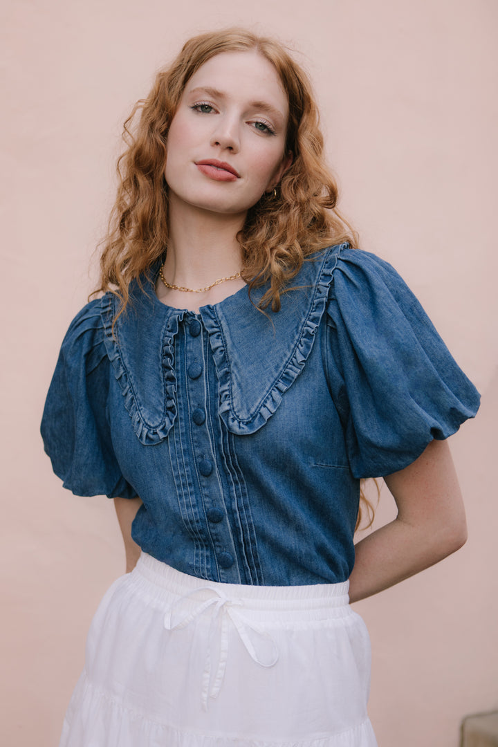 Andrea Blouse in Denim