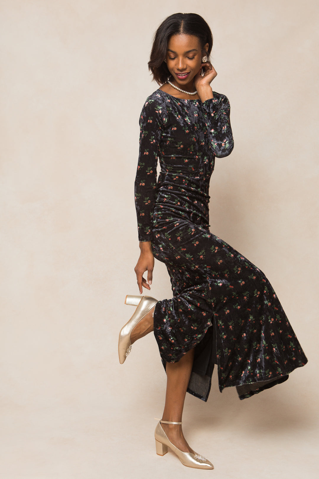 Ari Dress in Velvet Floral - FINAL SALE