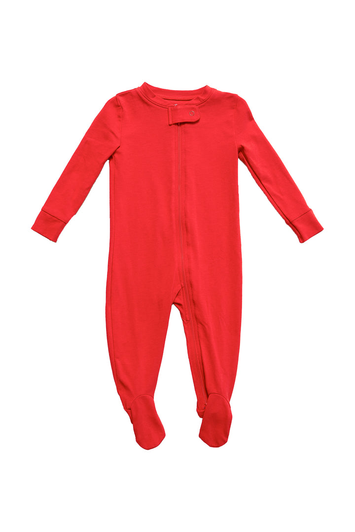 Baby So Soft Footie One Piece in Red - FINAL SALE