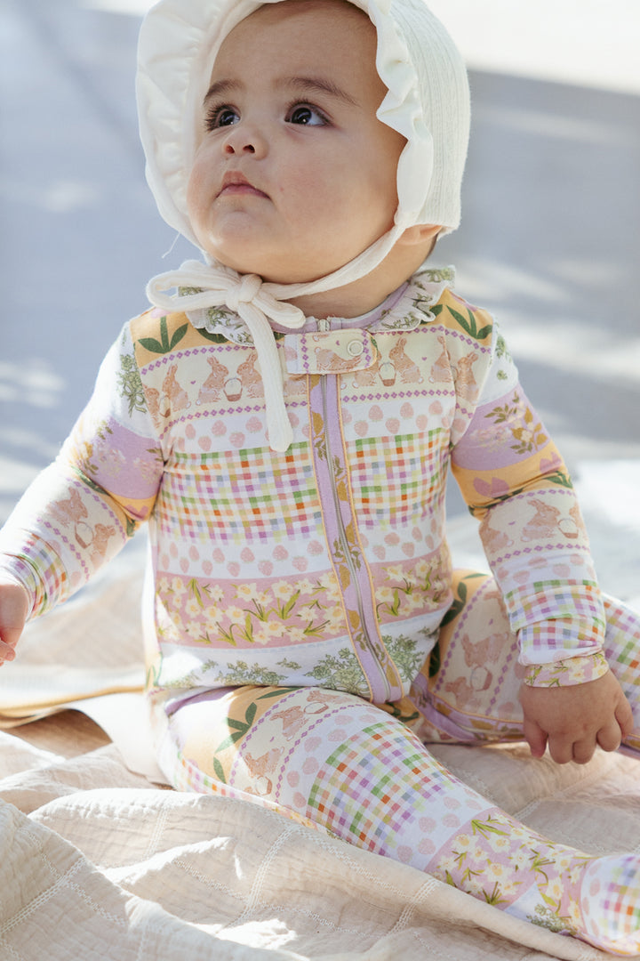 Baby So Soft Footie One Piece in Boxwood Blossoms Print