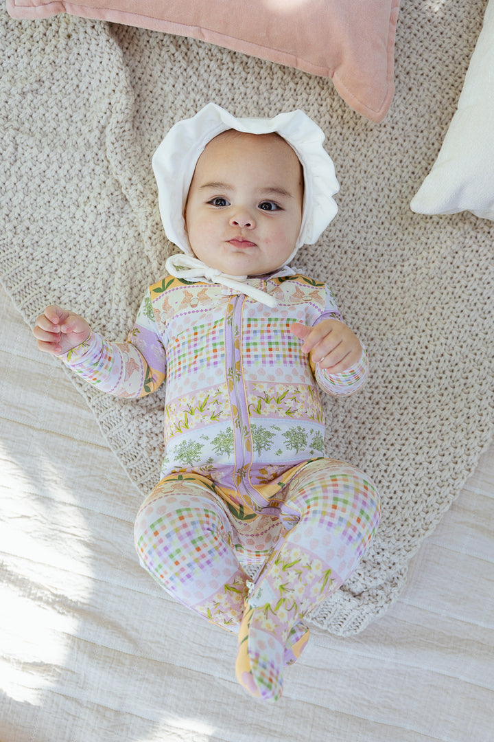 Baby So Soft Footie One Piece in Boxwood Blossoms Print