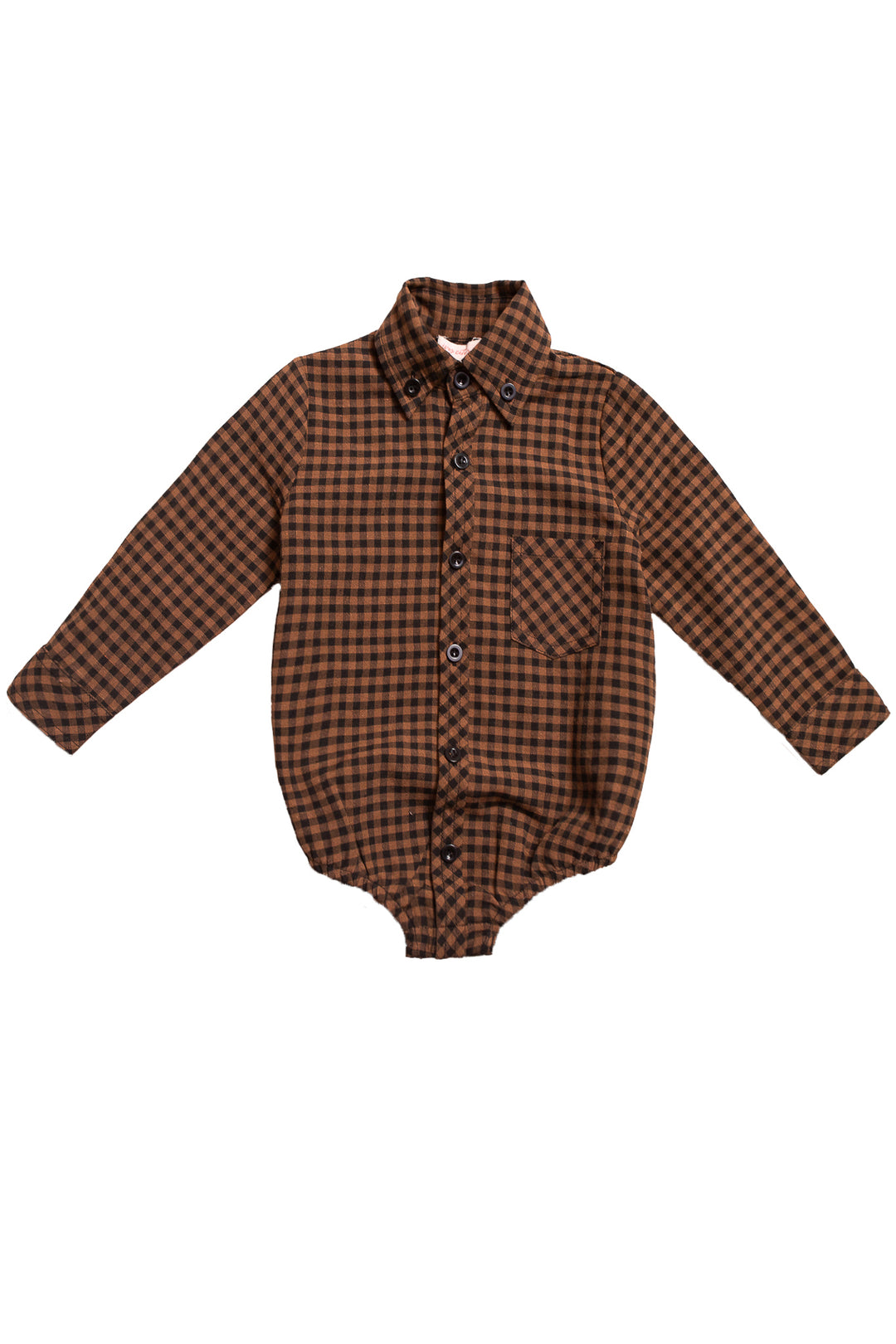 Baby Boys John Shirt in Maple Brown Gingham - FINAL SALE