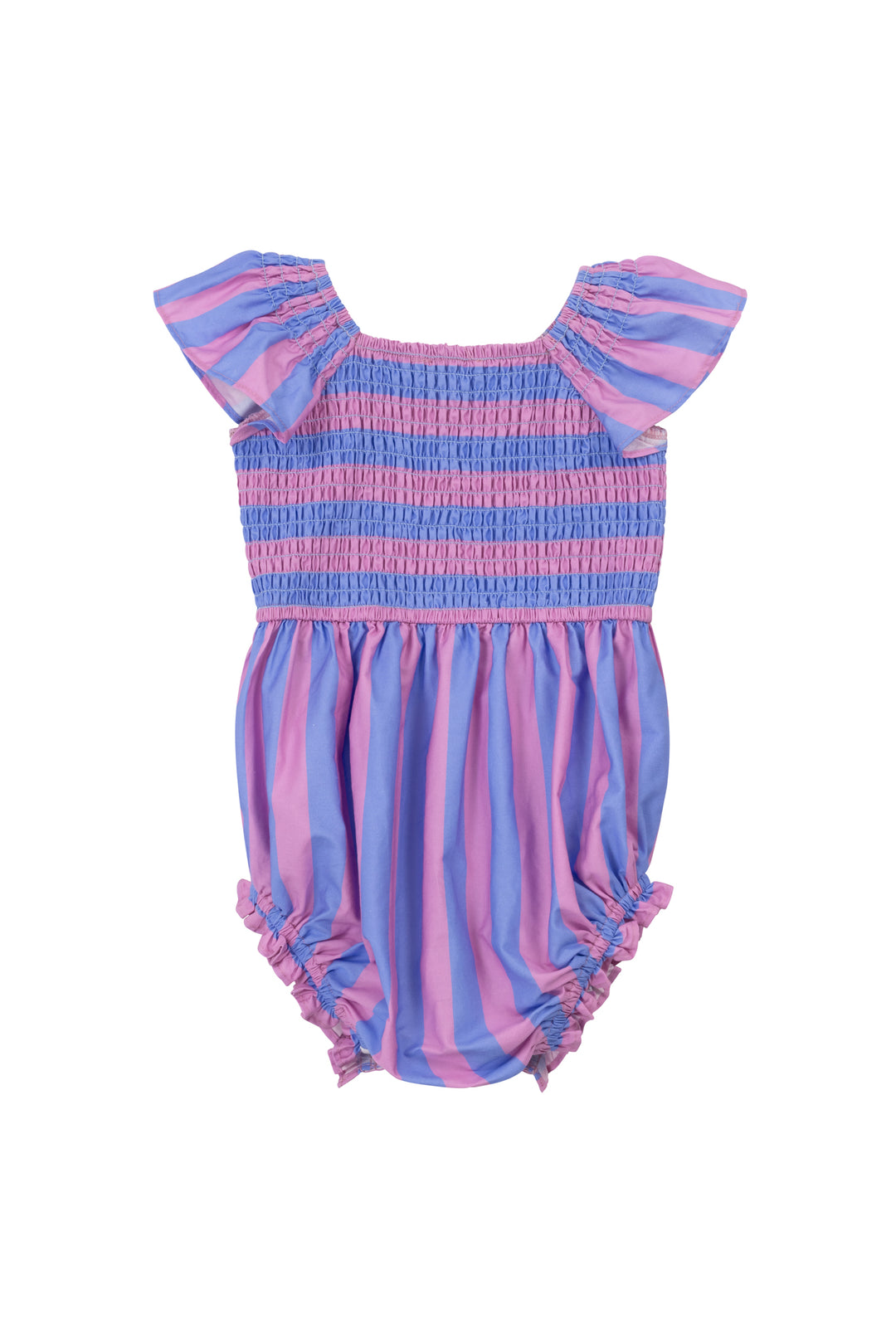 Baby Collins Romper in Pink & Blue Stripe