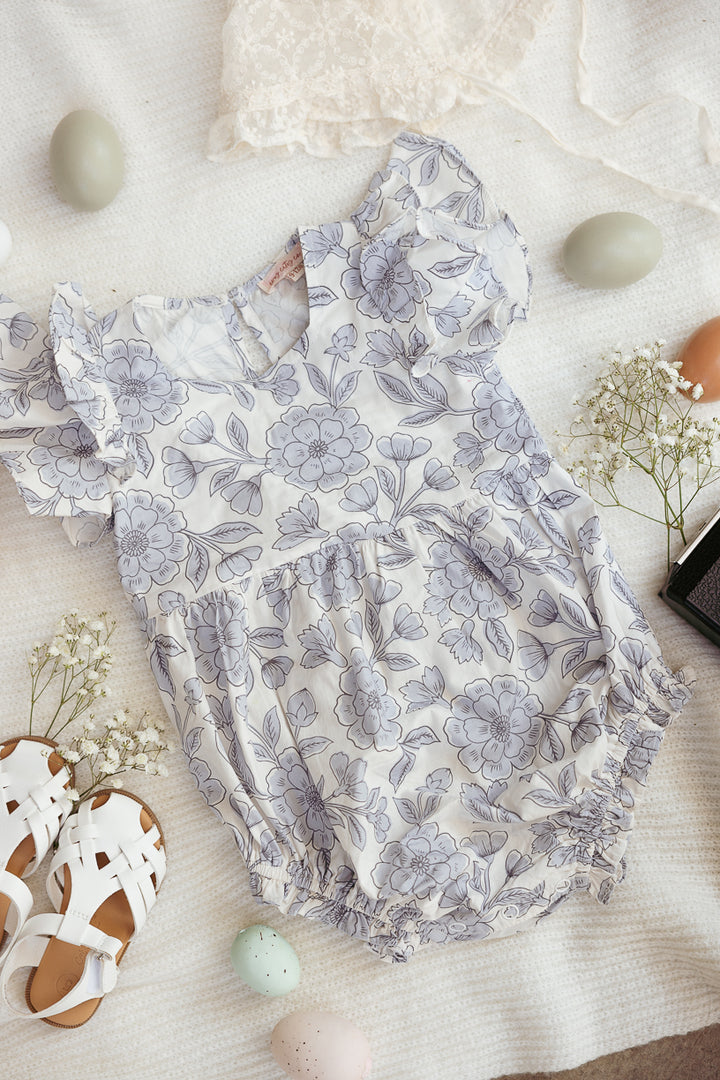 Baby Hattie Romper in Blue Floral