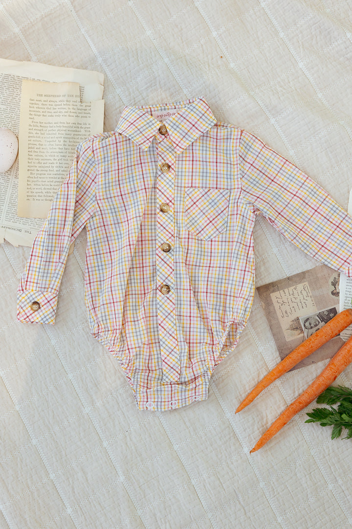 Baby Boys John Romper in Hattie Multicolor Gingham