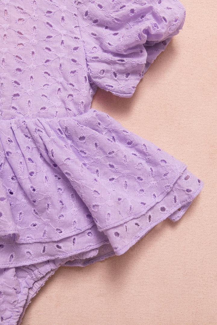 Baby Picnic Skirt Romper in Lavender Eyelet