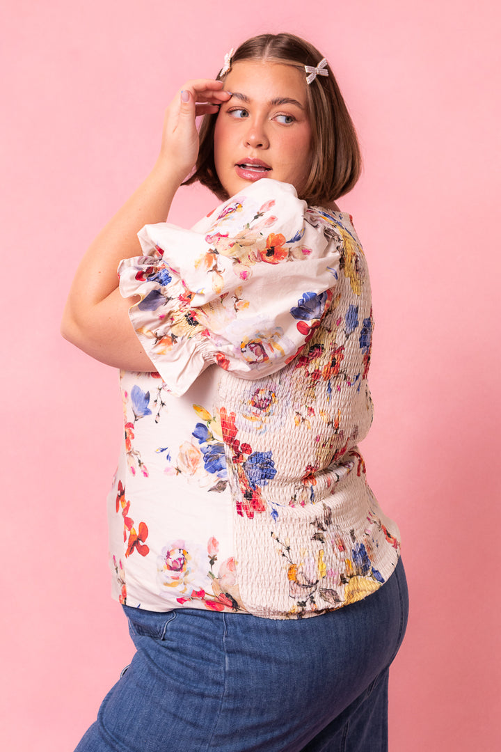 Coco Top in Cream Floral - FINAL SALE