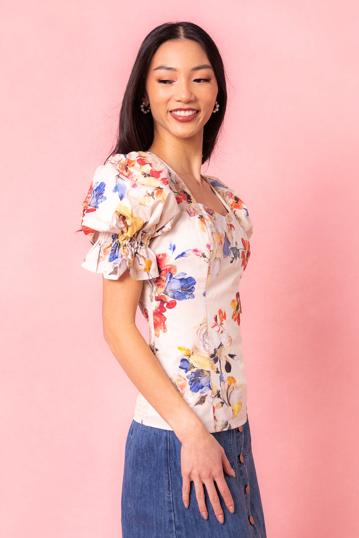 Coco Top in Cream Floral - FINAL SALE