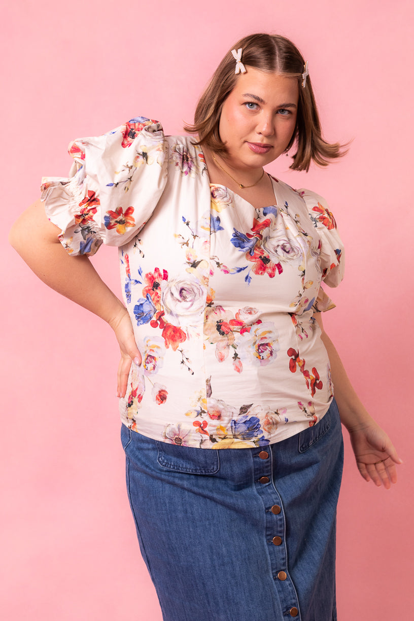 Coco Top in Cream Floral - FINAL SALE