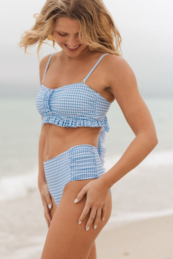 Mid Rise Ruched Bottom in Blakely Gingham