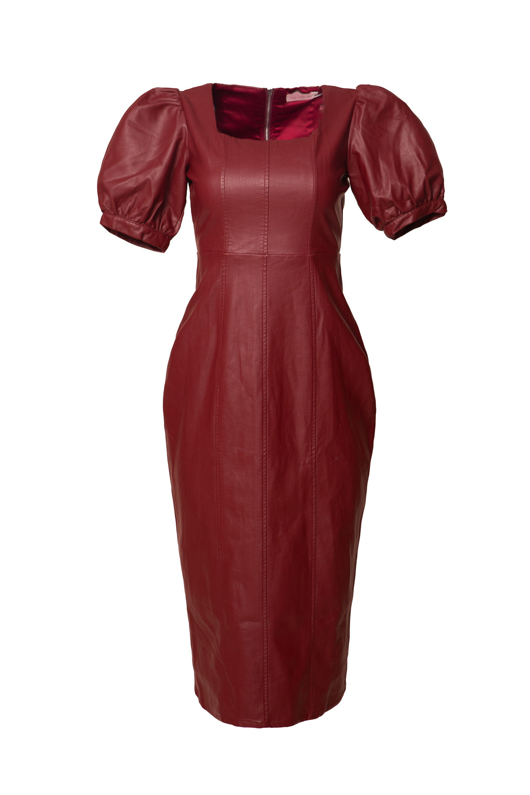 Bebe Vegan Leather Dress in Oxblood - FINAL SALE