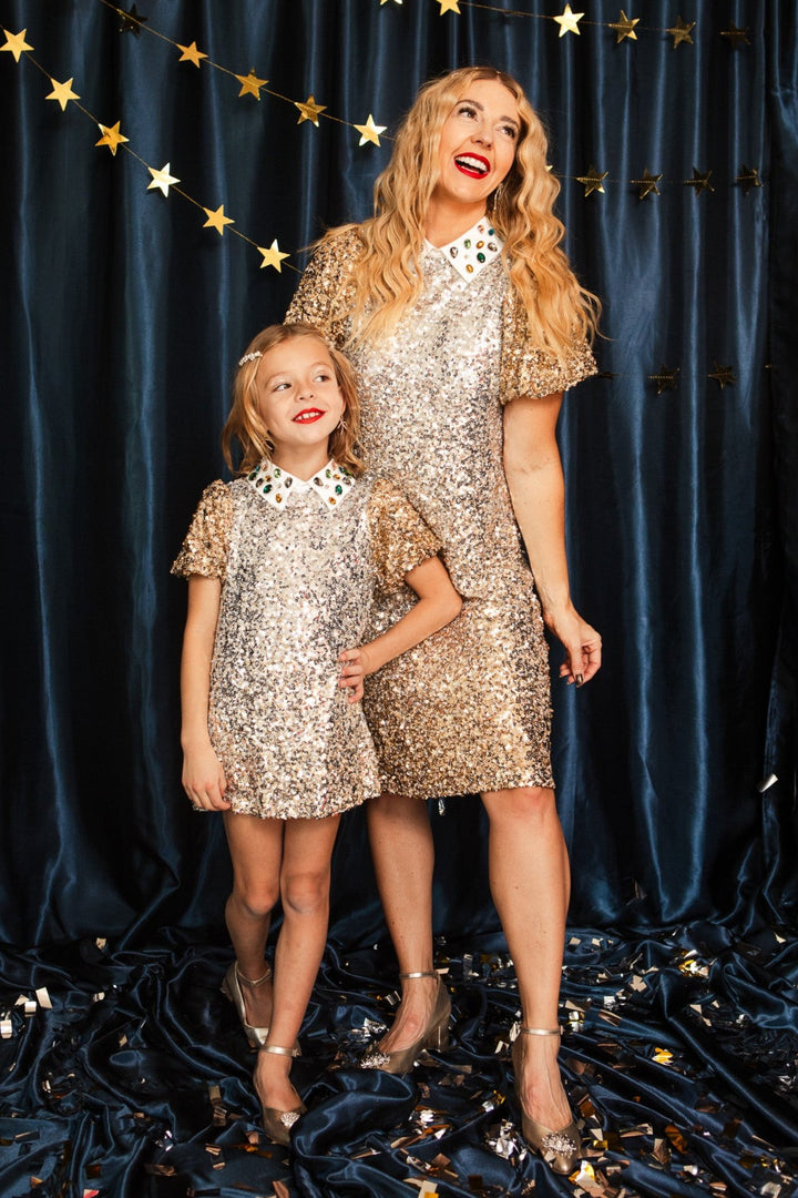 Bedazzle Dress in Metallic Sequin