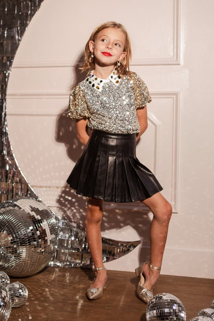 Mini Bedazzle Top in Metallic Sequin - FINAL SALE