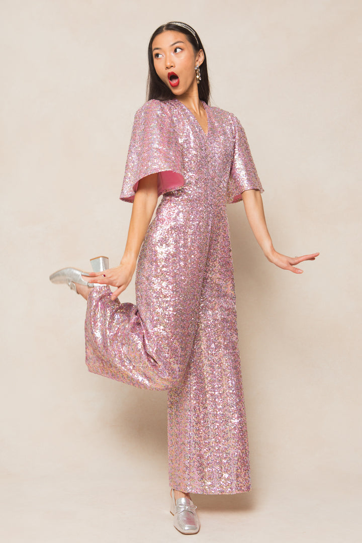 Bejeweled Jumpsuit in Pink