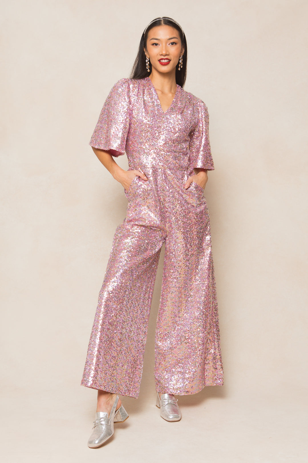 Bejeweled Jumpsuit in Pink