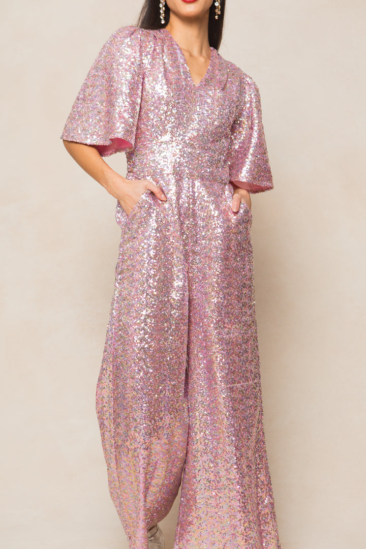 Bejeweled Jumpsuit in Pink