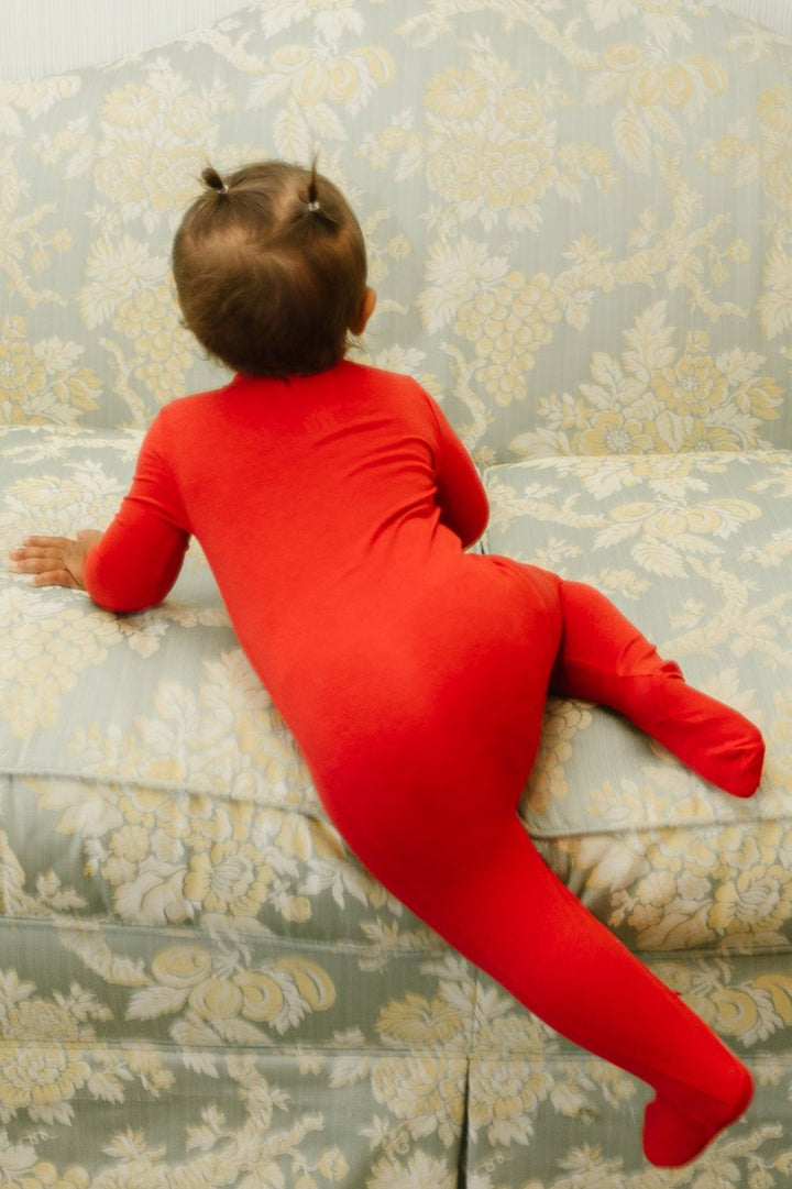 Baby So Soft Footie One Piece in Red - FINAL SALE