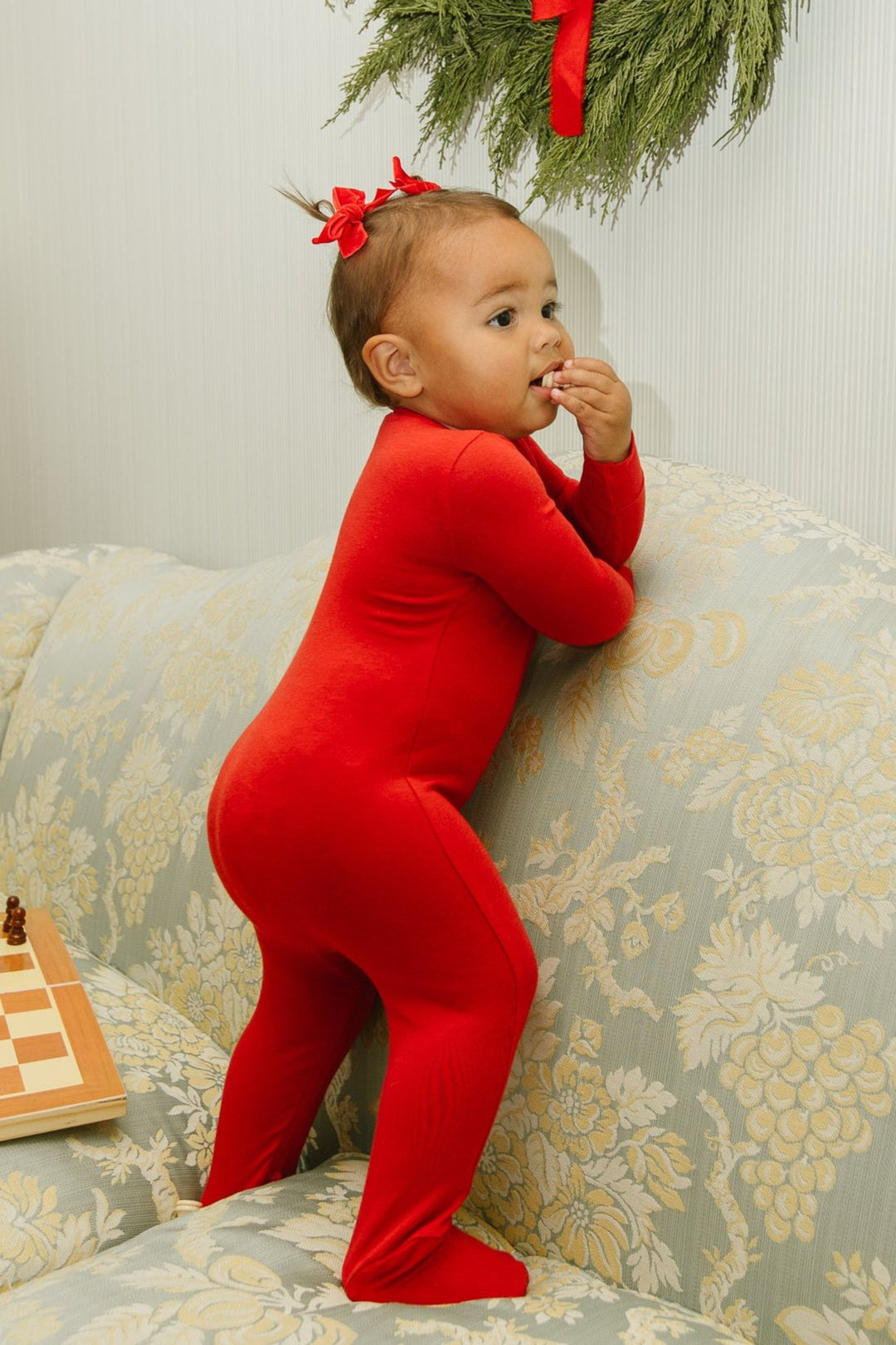 Baby So Soft Footie One Piece in Red - FINAL SALE