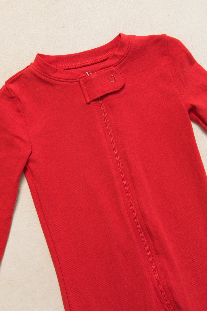 Baby So Soft Footie One Piece in Red - FINAL SALE