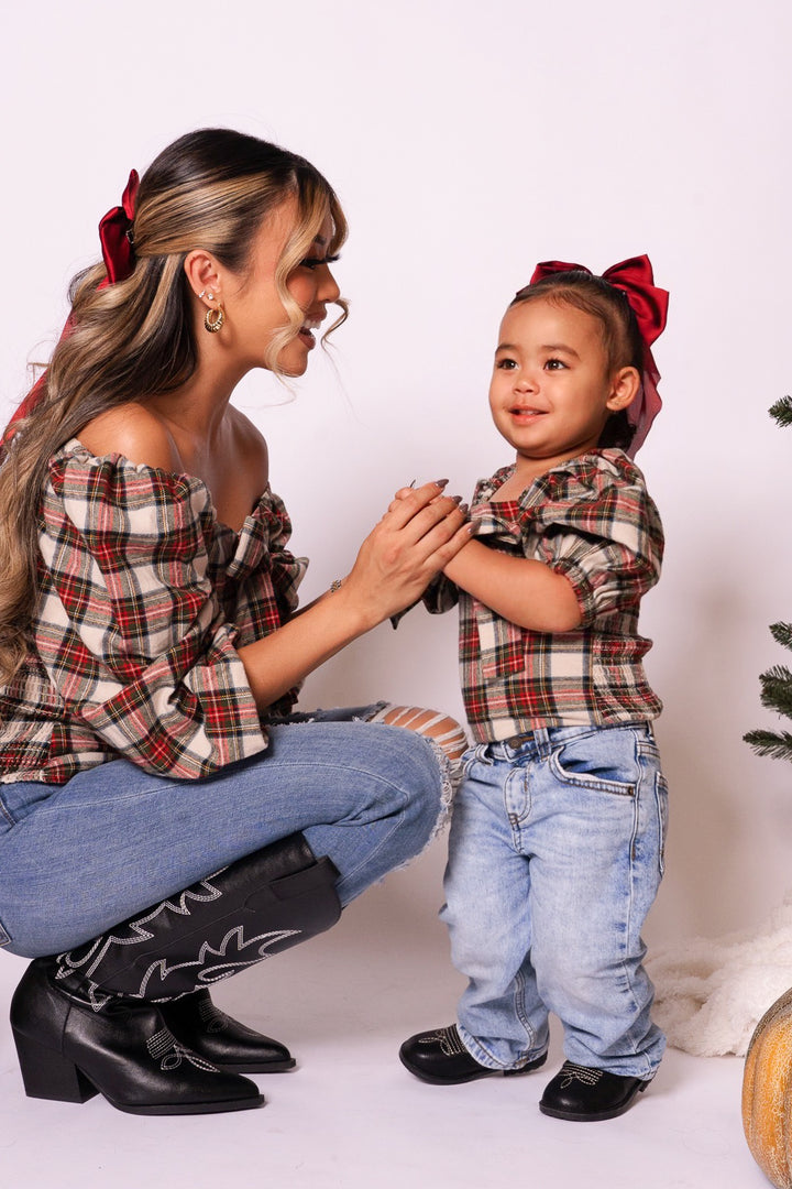 Mini Merry Top in Holiday Plaid - FINAL SALE