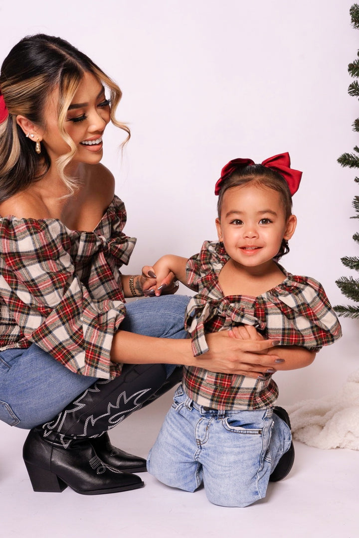 Mini Merry Top in Holiday Plaid - FINAL SALE