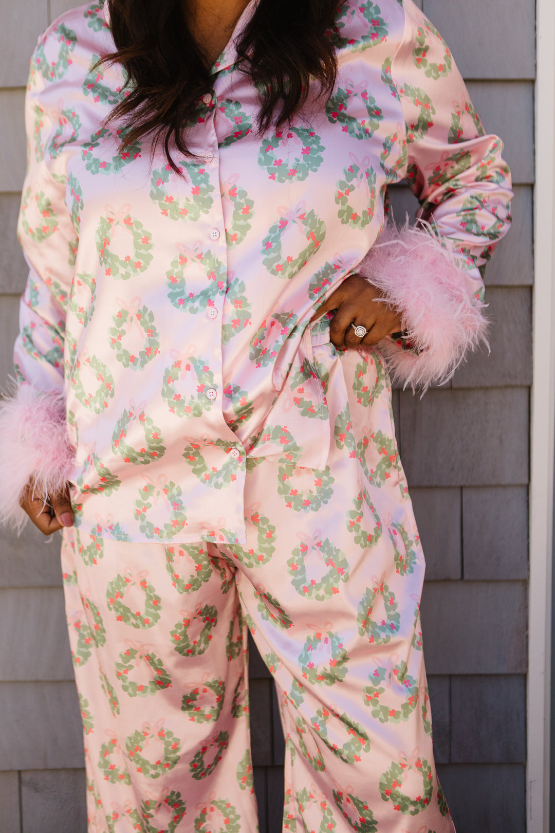 Bianca Set in Pink Wreath Print - FINAL SALE