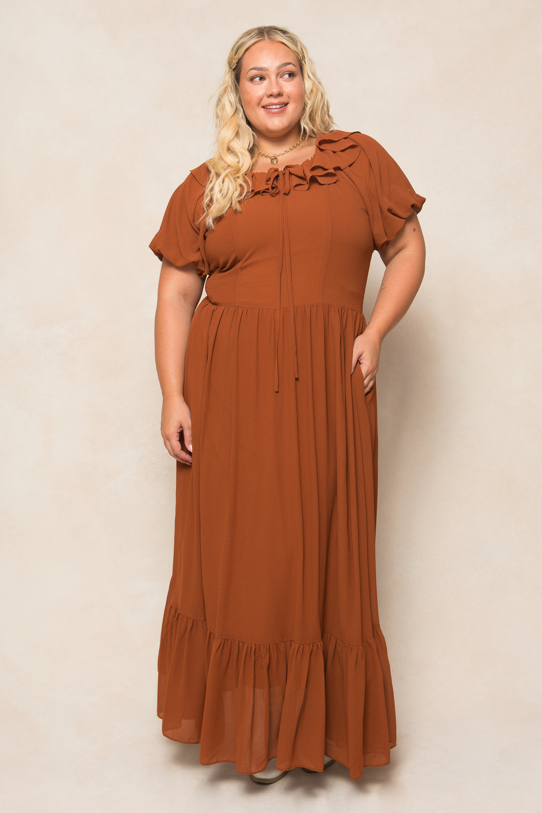 Billie Dress in Amber Chiffon - FINAL SALE