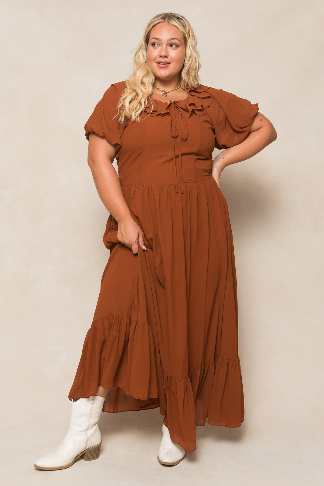 Billie Dress in Amber Chiffon - FINAL SALE